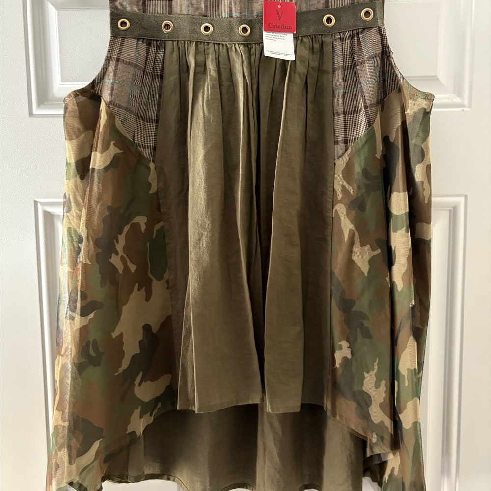 Camouflage Shirt with Plaid Accents